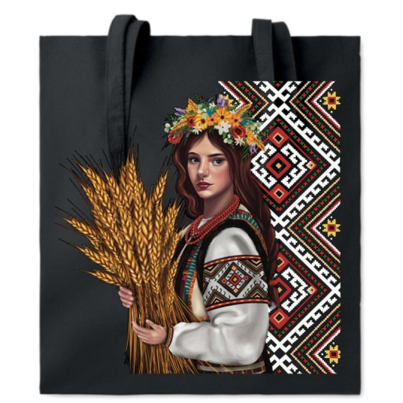  Сумка бавовняна Дівчина з колосками-вишивка 160г(м2)