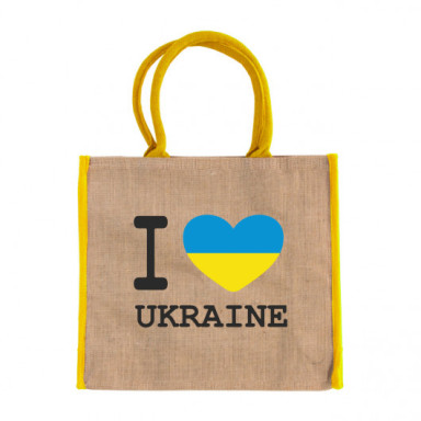  Сумка I love Ukraine из джута