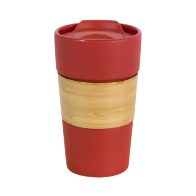 Керамическая термокружка DEMETRA с крышкой и бамбуковой вставкой на 500 мл