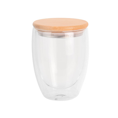 Стакан с двойными стенками и бамбуковой крышкой Gino