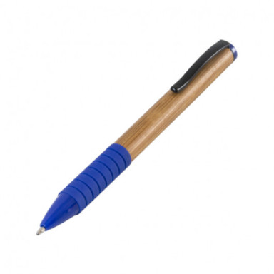 Ручка шариковая с бамбуковым корпусом и цветными элементами 