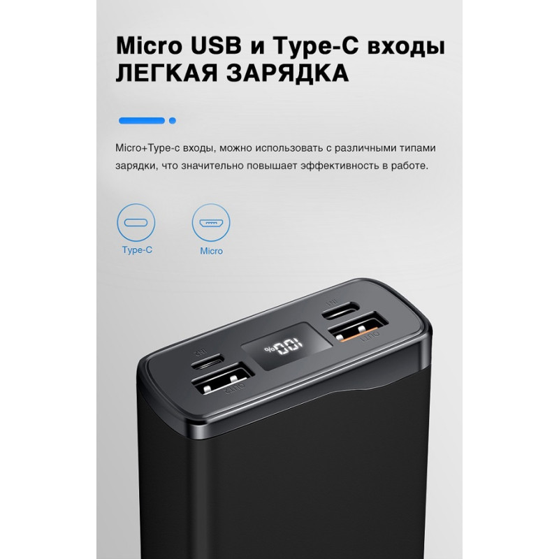 Універсальний зарядний пристрій Mega на 20000 мАг