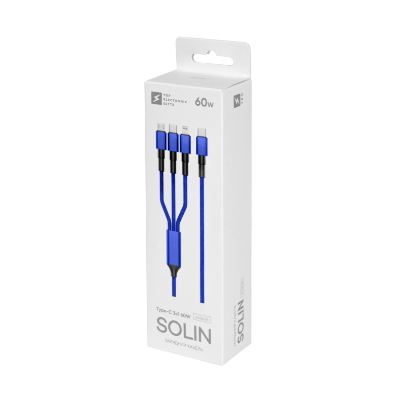 Зарядний кабель Solin Type-C 3в1 60W