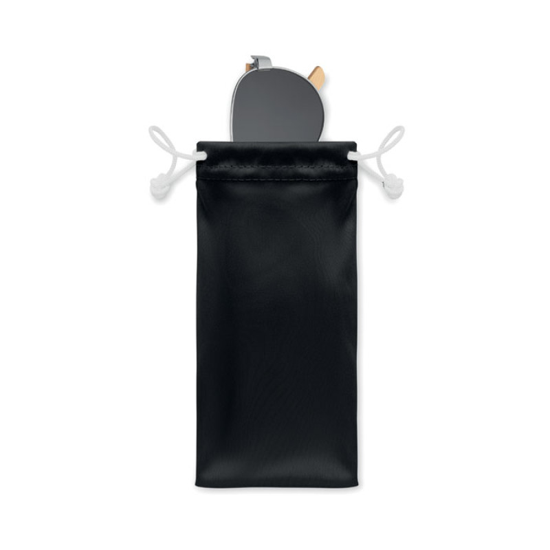 Солнцезащитные очки HONIARA с бамбуковыми дужками и цветными зеркальными линзами в чехле из микрофибры