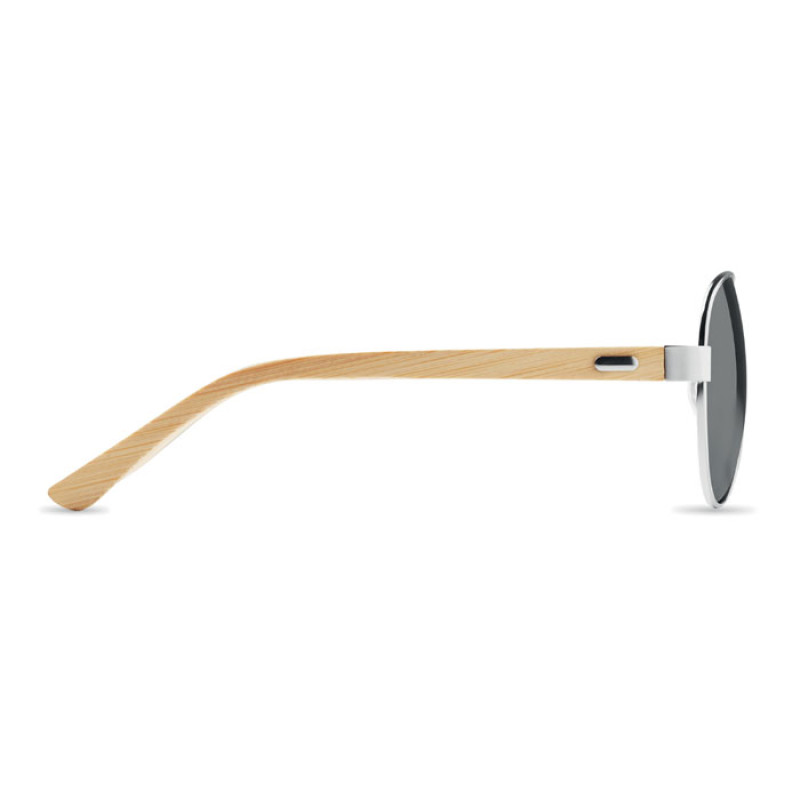 Солнцезащитные очки HONIARA с бамбуковыми дужками и цветными зеркальными линзами в чехле из микрофибры