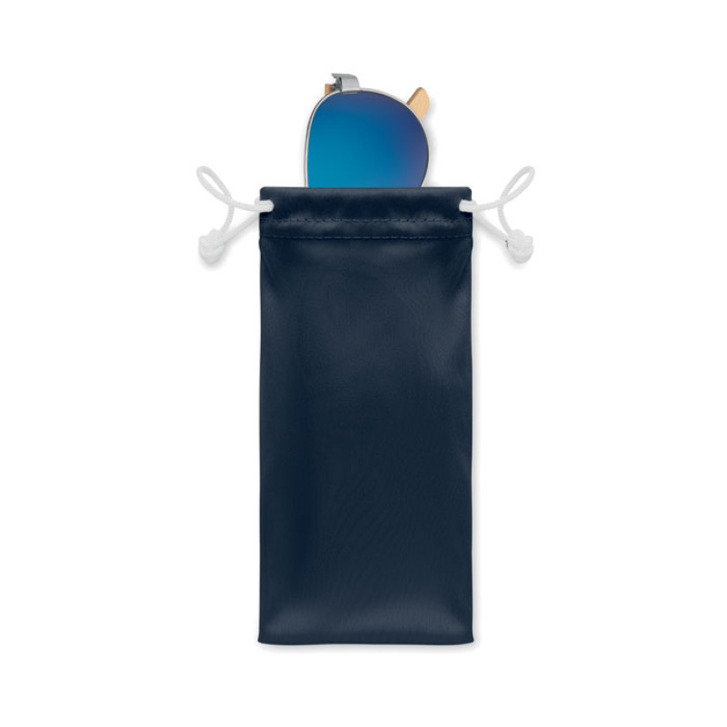 Солнцезащитные очки HONIARA с бамбуковыми дужками и цветными зеркальными линзами в чехле из микрофибры