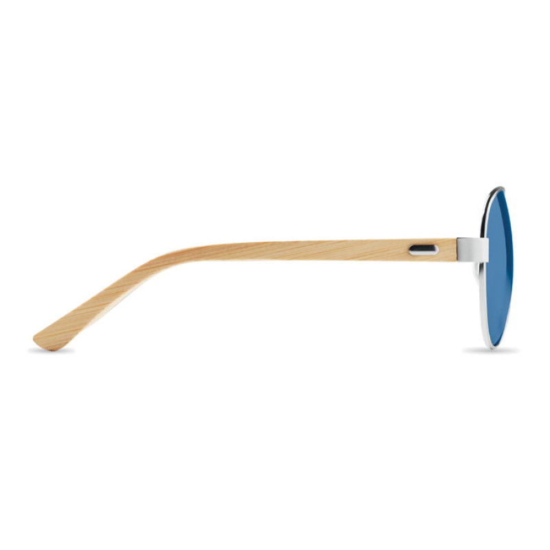 Солнцезащитные очки HONIARA с бамбуковыми дужками и цветными зеркальными линзами в чехле из микрофибры