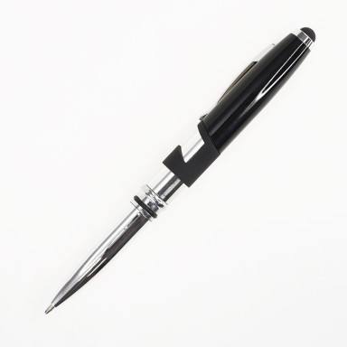 Ручка металлическая многофункциональная: фонарик, стилус, держатель для смартфона