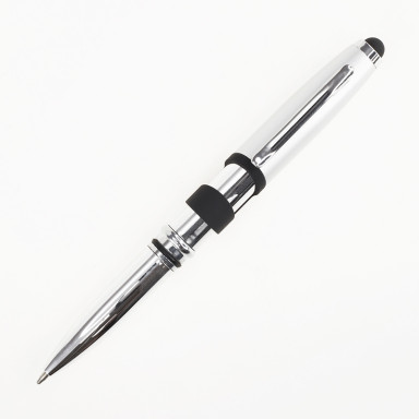 Ручка металева багатофункціональна: ліхтарик, стілус, утримувач для смартфона