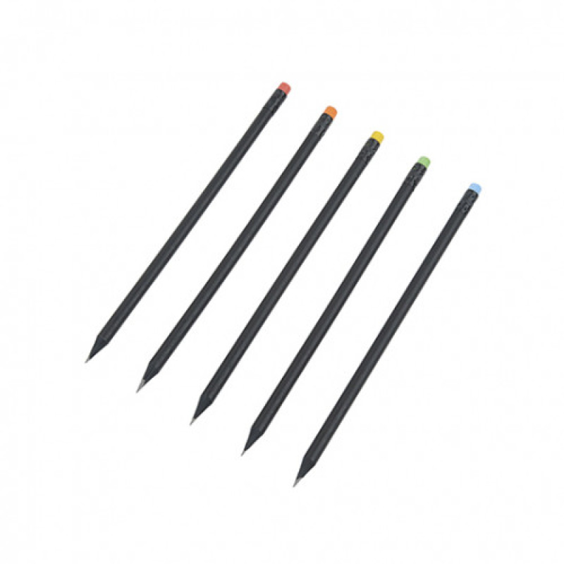Олівець простий заточений з кольоровою гумкою BLACK STRIPE